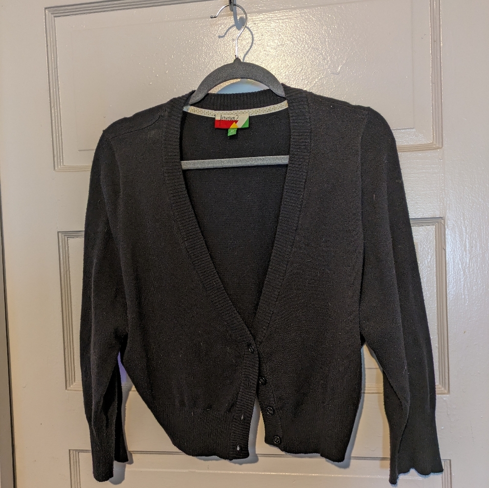 Fervour cropped black cardigan sweater